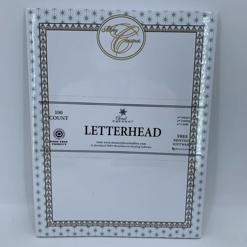 Y2K Great‎ Papers Christmas Holiday Christian Religious Letterhead Paper 100pcs